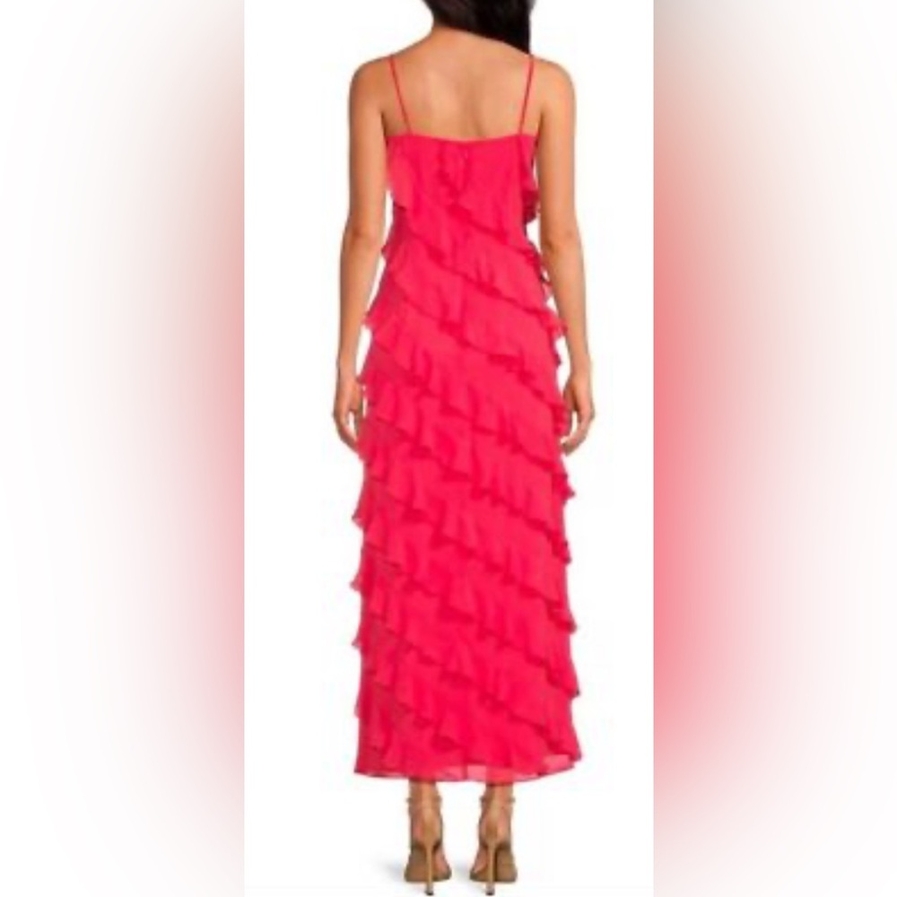 Gianni Bini Taylor Chiffon Straight Neckline Sleeveless Ruffle Long Dress NWT - Picture 8 of 8